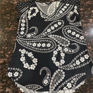 Express Black and White Paisley Blouse